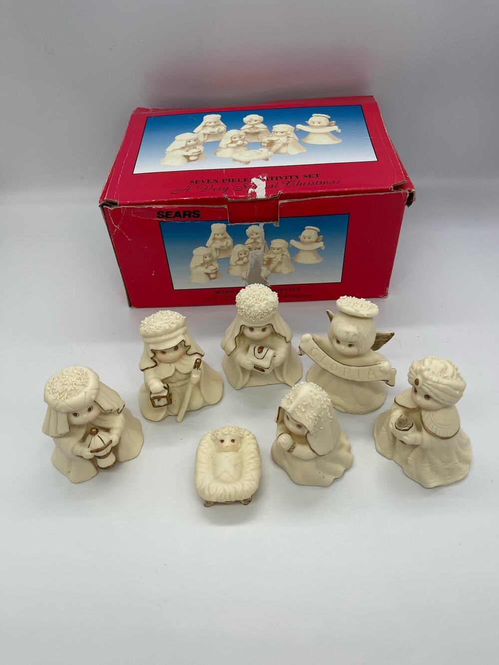 Vintage Sears A Very Special Christmas 7 Piece Nativity Set with Box